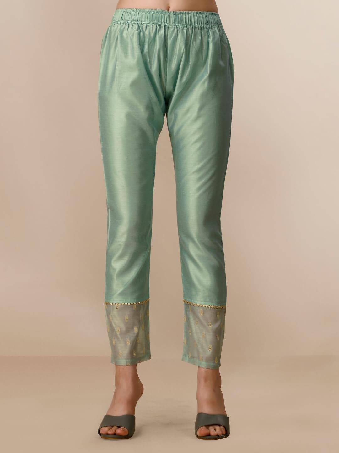 EthnicJunction Women's Chanderi Silk Jacquard Straight Kurta Pant & Dupatta Set