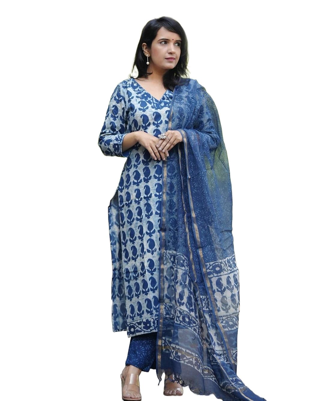 Alvami Viscose Women Kurta and Pant with Dupatta Set (XXL) Blue