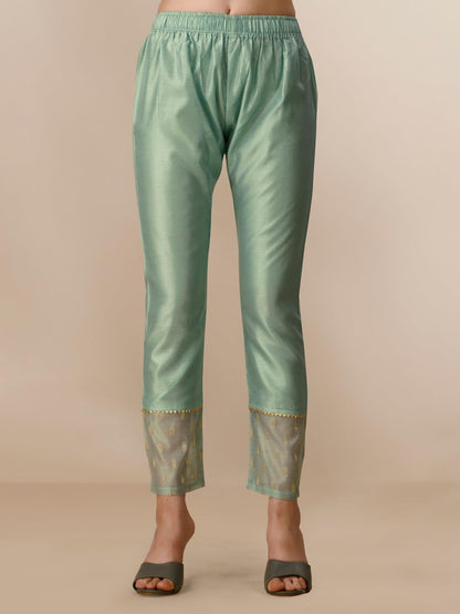 EthnicJunction Women's Chanderi Silk Jacquard Straight Kurta Pant & Dupatta Set
