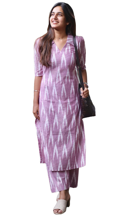 GoSriKi Women's Rayon Viscose Straight Printed Kurta with Pant (Demeter ONION-VKS01-GS_L_Lavender_Large)