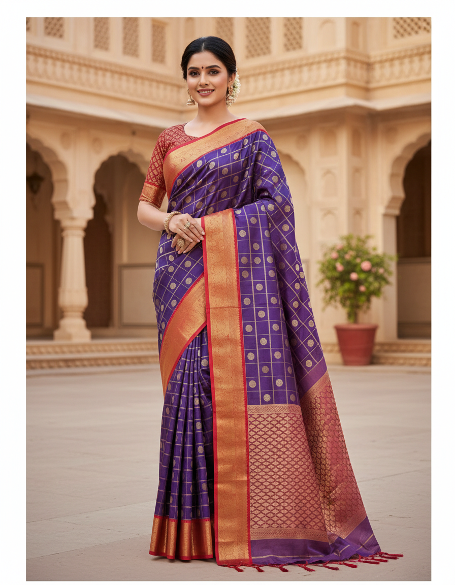 Beautiful Kanjivaram Silk Saree – Premium Handwoven Zari Silk Saree for Women