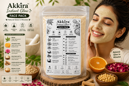 Instant Glow Face Pack – Natural Herbal Face Pack with Neem, Sandalwood & Rose | Akkira Foods