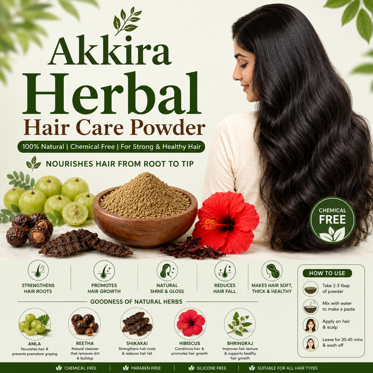 Herbal Hair Care Powder: Natural Hair Cleansing for Soft, Healthy-Looking Hair
