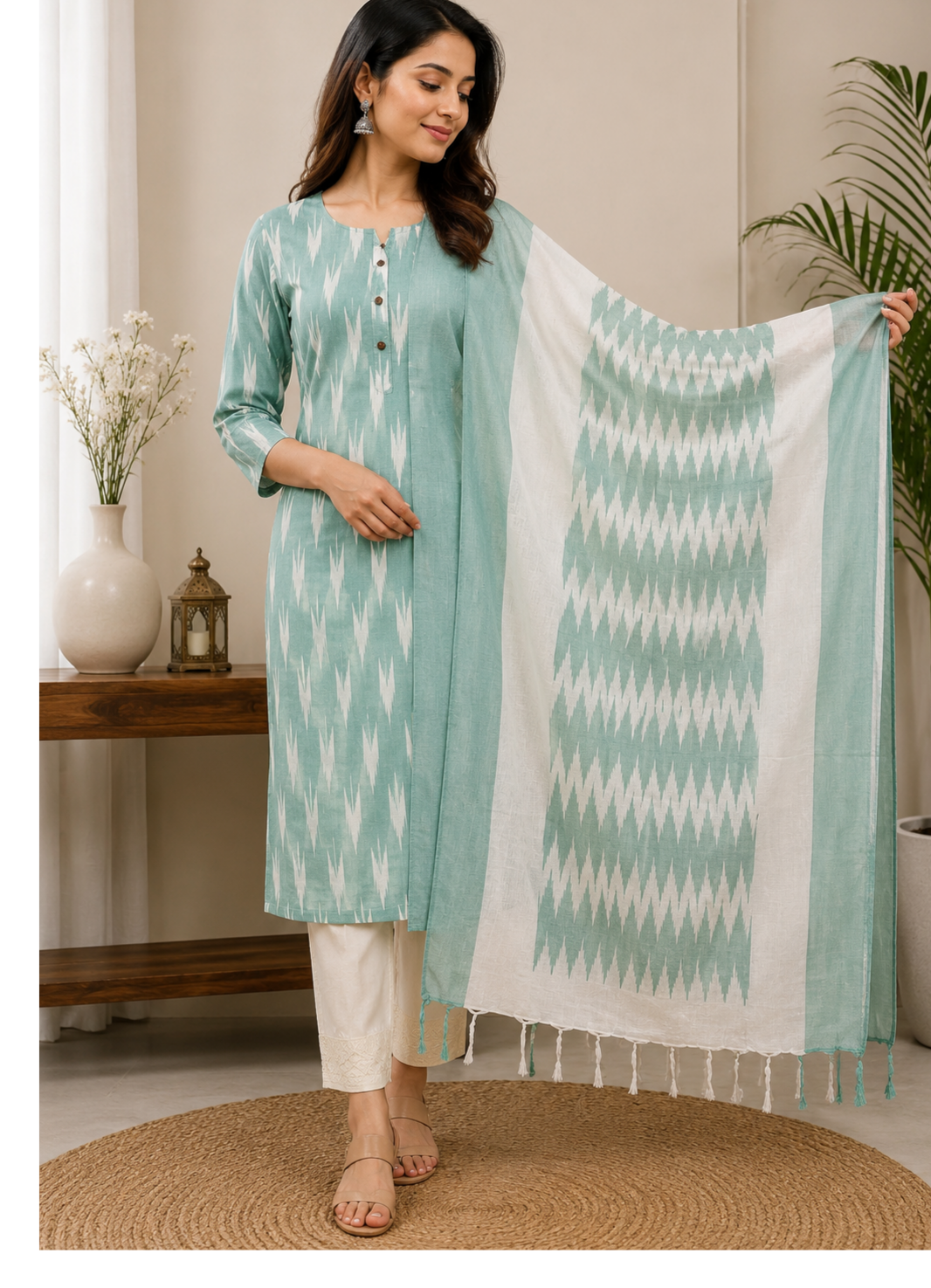 Ikkat cotton kurta set