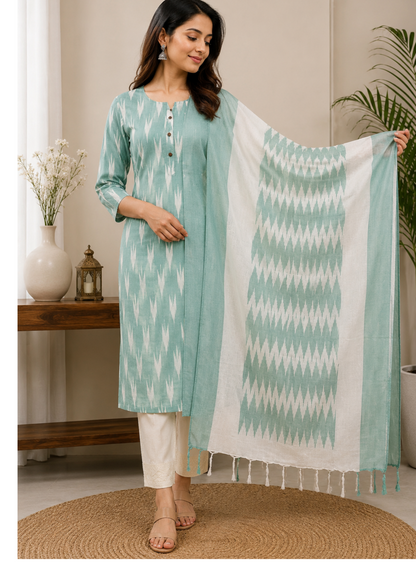 Ikkat cotton kurta set