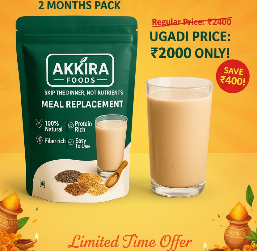 Natural weight loss powder by Akkira Foods, belly fat burner supplement for men and women, 2-month supply.
